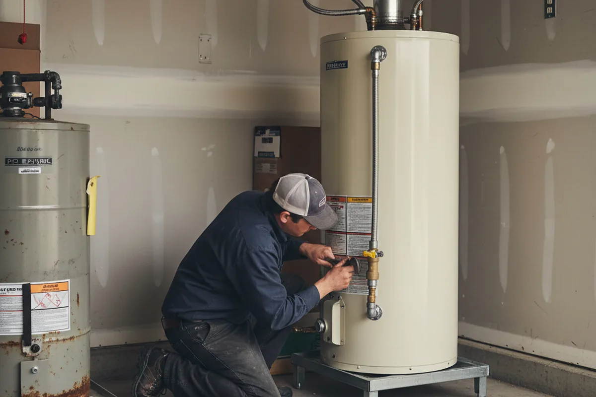 Water heater and shutoff valve replacement in Crosby